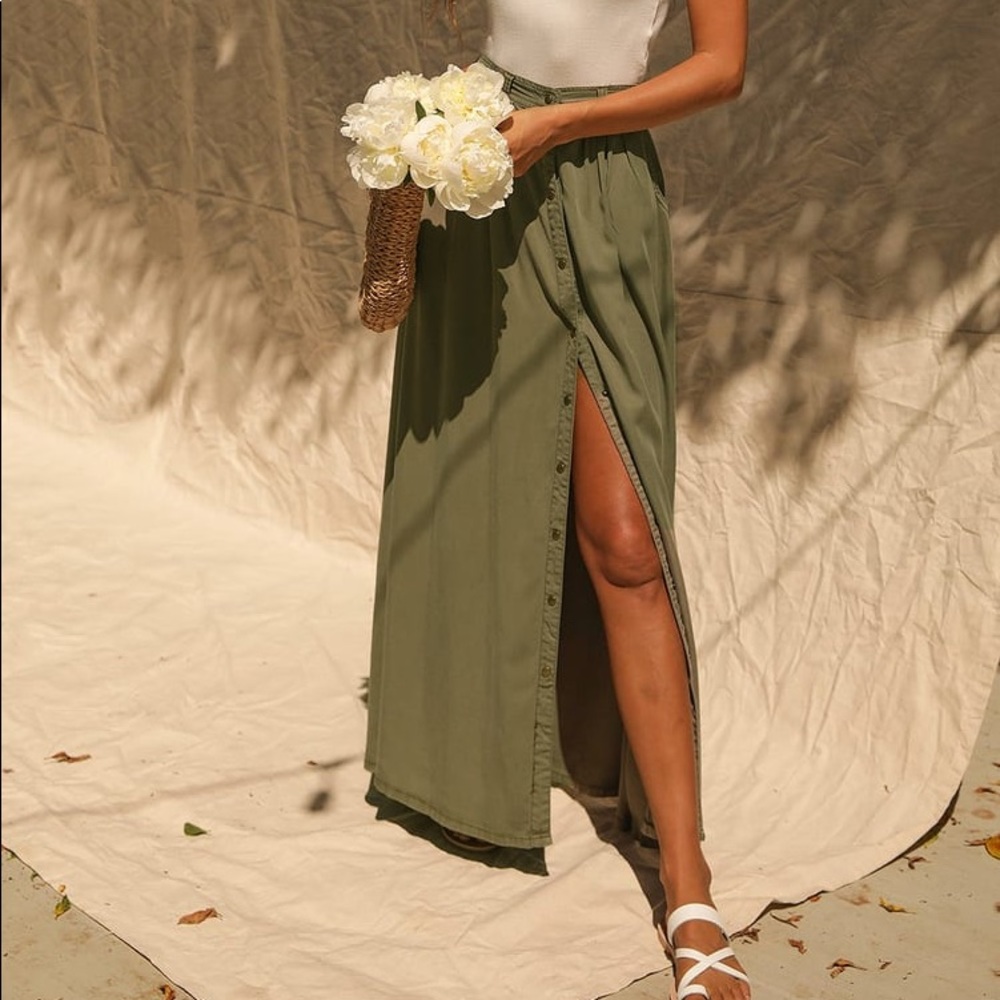 PISTOLA - My Squad Olive Green Maxi Skirt - Large